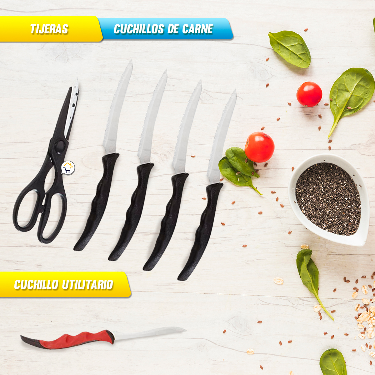 Miniatura 8 de Set cuchillos x10 Acero + Afilador SCA01